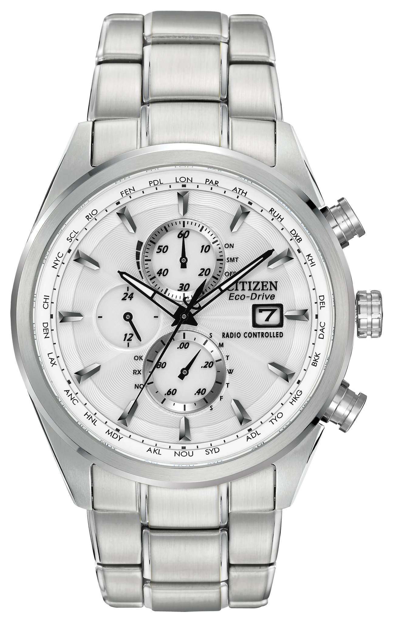 World Chronograph A-T White Dial Stainless Steel Bracelet